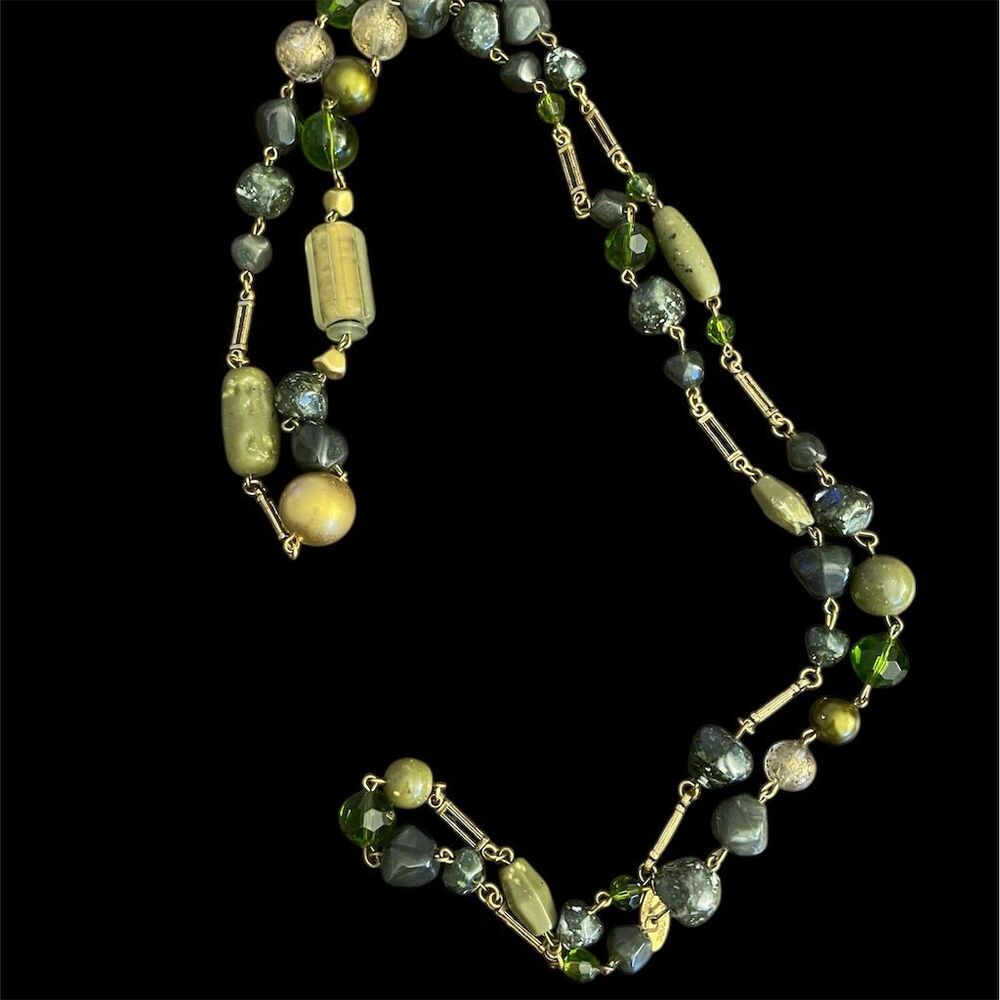 Express Green Murano Glass Beaded Necklace Hand Made in Italy
